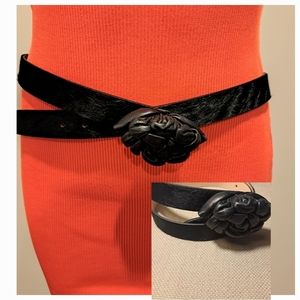 Garuglieri Black Calf Hair/ Leather Belt